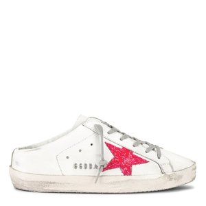 Golden Goose White and Pink Super-Star Sneakers